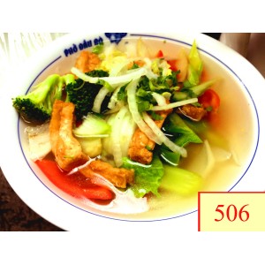 506. PHỞ RAU CẢI ĐẬU HỦ - RICE NOODLES SOUP WITH MIXED VEGETABLES & TOFU